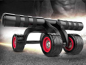 Wazdorf Anti Skid Double Wheel Total Body AB Roller Exerciser for Abdominal Stomach Exercise Training with Knee Mat Steel Handle, Roller for Exercise, Excersice Roller (4 Wheel Roller)