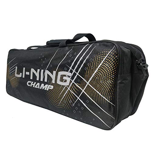 Li-Ning ABDP-374 Champ 6 in 1 Badminton Kitbag - with Additional Shoe Bag - Black, Nylon and Polyester