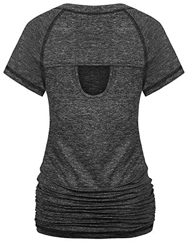 Ninedaily Workout Tops for Women,Juniors Roomy Beach Vacation Volleyball Tees Game Leisure Compression Shirts for Womens Short Sleeve Thin Soccer Training Tunics Ladies Missss Black Large