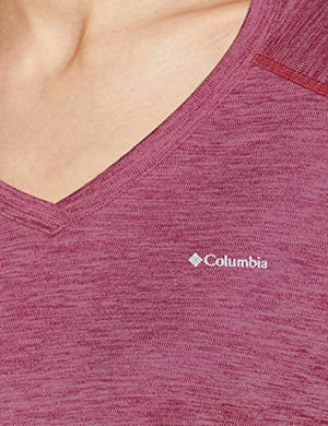 Columbia Women's Plain Regular fit T-Shirt (AL6914_Bright Lavender Stripe M)