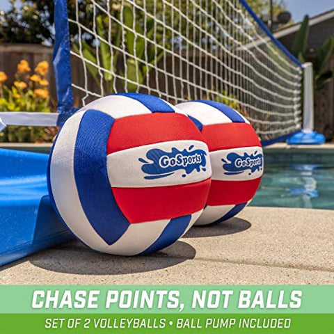 Image of GoSports Pro Neoprene Pool Volleyball - 2 Pack Waterproof Volleyballs with Ball Pump, Red, White, Blue