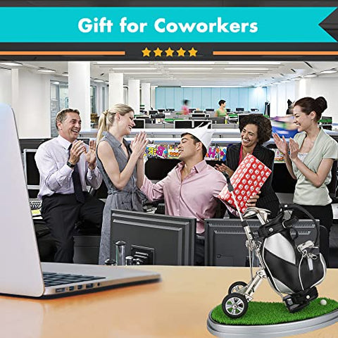 Image of 10L0L Golf Pens with Golf Bag Holder Novelty Gifts with 3 Pieces Aluminum Pen Office Desk Golf Bag Pencil Holder for Men Fathers Day Golf Souvenirs Unique Gifts For Golfer Fans Coworker s