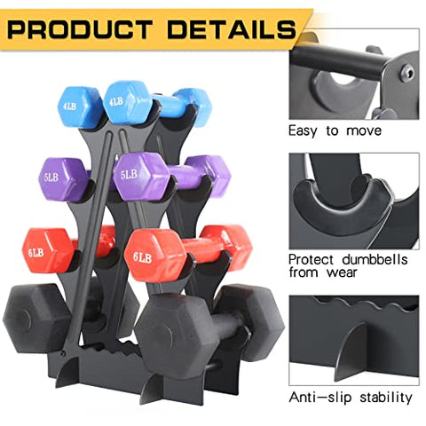 Image of Dumbbell Rack 4 Tier Weight Rack for Dumbbells Compact Dumbell Rack Stand Only for Home Gym Weight Stand, (Rack ONLY)