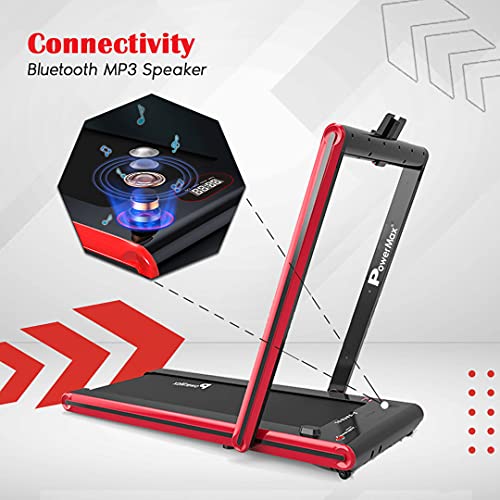 PowerMax Fitness JogPad-2 (4.0HP Peak) DC Motor Motorized Touch Screen LED Dual Display Treadmill with Bluetooth Speaker, Compact Foldable and Remote Control