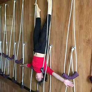 Fitsy Iyengar Yoga Anti-Gravity Wall Rope Full Set Auxiliary Training Sport Aerial Suspension Yoga Rope Cotton (Purple)