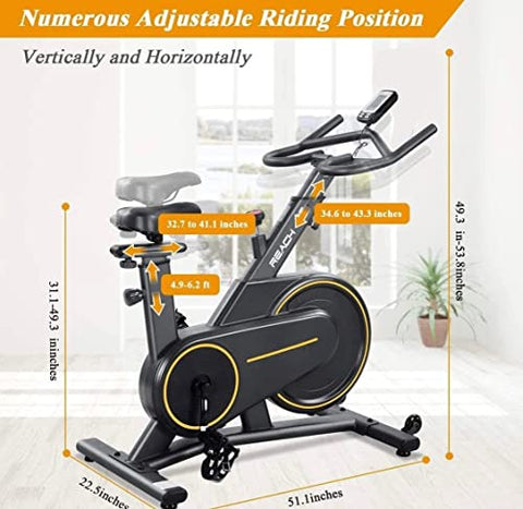 Reach Cruiser Spin Exercise Bike for at Home Fitness | Indoor Exercise Cycle for weight loss with Adjustable Magnetic Resistance Perfect Home Gym Equipment