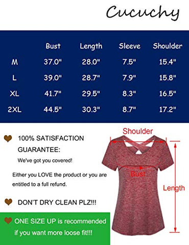 Image of Yoga Outfit Women,Cucuchy Fitness Workout Tops Casual Cool Running Shirt Short Sleeve Breathable Training Exercise Sport Wear Petite Flowy Softball Golf Volleyball Base Layer Active Gym Tshirts Red M