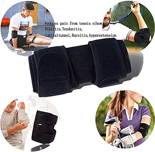Tima Elbow Support Brace, Adjustable Tennis Elbow Support Brace, Great for Sprained Elbows, Tendonitis, Arthritis, Basketball, Baseball, Golfer's Elbow Provides Support & Ease Pains (Black)