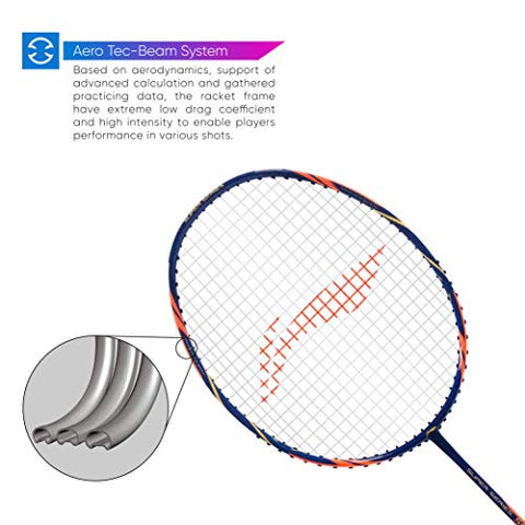Image of Li-Ning SS-68-X Strung Carbon-Graphite Badminton Racquet (Navy/Orange, S1, 85-87 grams, 28-30 lbs)