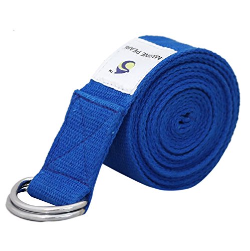 Marine Pearl 8 ft Anti Skid Yoga Strap Belt for Stretching Exercise with D-Ring Buckle/Durable Heavy Duty Cotton/Anti Sweat/Increases Flexibility