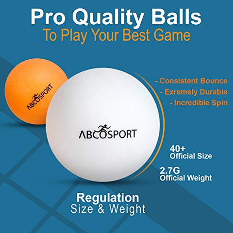 Image of Abco Tech Ping Pong Paddle & Table Tennis Set - Pack of 4 Premium Rackets and 6 Table Tennis Balls - Soft Sponge Rubber - Ideal for Professional and Recreational Games - 2 or 4 Players (3-Star)