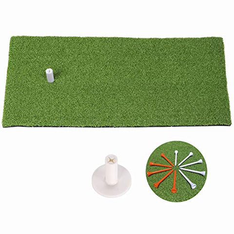 Image of SKY INNOVATIONS Hitting Grass Golf Mat with Removable Rubber Tee Holder for Home Backyard Garage Outdoor Practice (12 x 24-Inches)