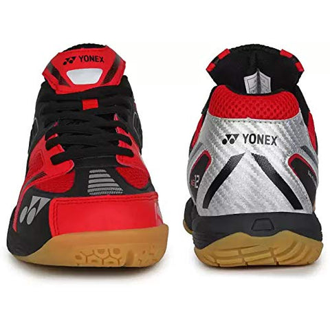 Image of Yonex Tru-Cushion XII Non Marking Badminton Court Shoes, Black/Red/Silver - 8 UK