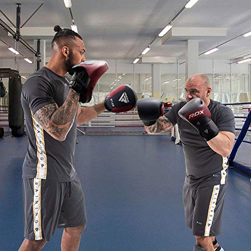 RDX Boxing Gloves for Training & Muay Thai | Kalix Skin Combat Leather Mitts for Sparring, Kickboxing, Fighting | Great for Heavy Punch Bag, Double End Speed Ball & Focus Pads Punching