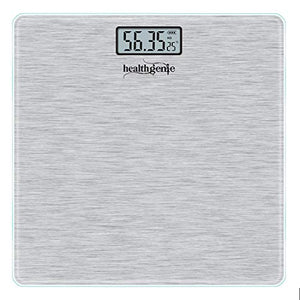 Healthgenie Thick Tempered Glass Lcd Display Digital Weighing Machine , Weight Machine For Human Body Digital Weighing Scale, Weight Scale, with 2 Year Warranty & Batteries Included (Brushed Metallic)