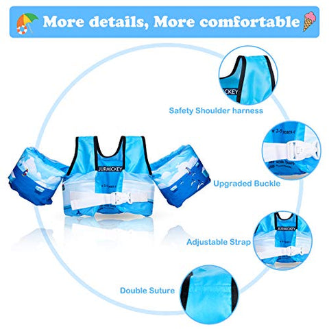 Image of Puddle Beach Jumper, Jurmikey Toddler Swim Vest Jacket for 30-66 Pounds Boys & Girls, Children’s Training Jumper for Beach/ Pool/See (Beiji)