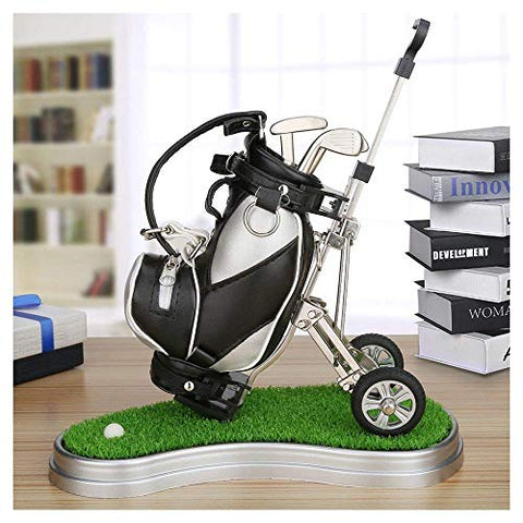Image of 10L0L Golf Pens with Golf Bag Holder Novelty Gifts with 3 Pieces Aluminum Pen Office Desk Golf Bag Pencil Holder for Men Fathers Day Golf Souvenirs Unique Gifts For Golfer Fans Coworker s
