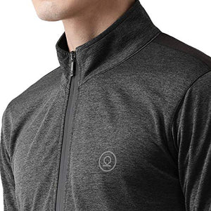 CHKOKKO Men Full Sleeve Zipper Sports Gym Track suit Dark Grey size L