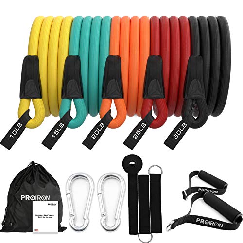 PROIRON Resistance Bands Set, Exercise Resistance Bands Men Women, Resistance Bands with Handles, Fitness Resistance Tubes, Door Anchor, Workout Bands Outdoor, Home Gym Training Equipment