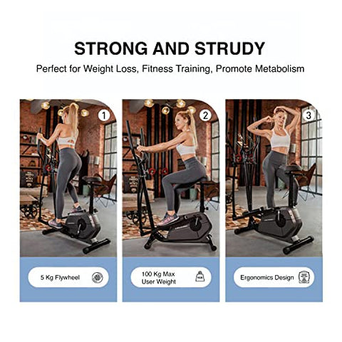 Image of WELCARE MP 6066 Elliptical Cross Trainer with LCD Display, Adjustable SEAT, Hand Pulse Sensor, Adjustable Resistance for Home USE (DIY Installation with Video Call Assistance)