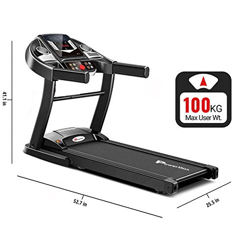 PowerMax Fitness TDM-97 1HP (2HP Peak) Motorized Treadmill with DIY and Virtual Assistance, Home Use