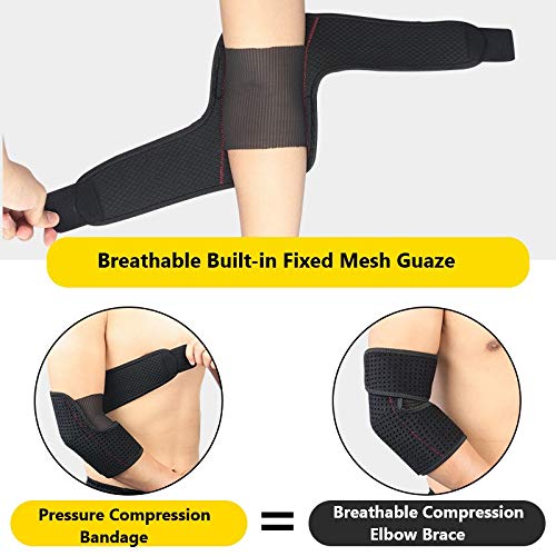 SKUDGEAR Adjustable Elbow Support Brace with Breathable Built-in Fixed Mesh for Pain Relief, Compression Support for Outdoor Sports, Gym, Workout (Free Size)