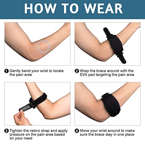 Nasmodo® Tennis elbow support strap for men and women gym workout and elbow brace strap, elbow pads protector with Compression Pad,elbow support for badminton (1 pc)