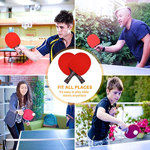 Number-one Ping Pong Paddle Set, Portable Ping-Pong Game with 4 Table Tennis Rackets and 8 Ping-Pong Balls, 1 Retractable Table Tennis Net for Kids Adults Indoor Outdoor Activities