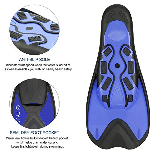 F FYJS Short Swim Fins,Travel Size Diving Flippers with Mesh Carrying Bag for Adult Men Womens