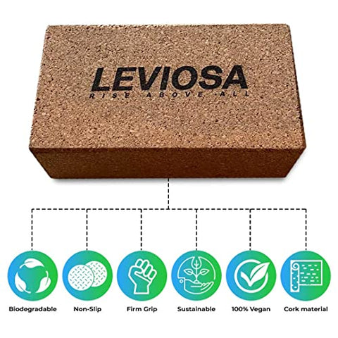 Image of LEVIOSA Cork Yoga Block, 9 x 5 x 3 Inch , Brown