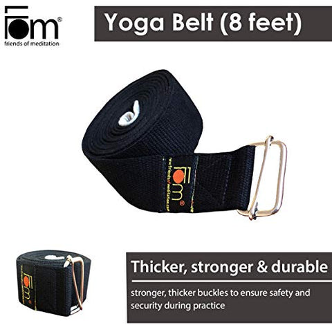 Image of FOM (Friends of Meditation) Yoga Belt- Best for Daily Stretching, Yoga, Pilates, Physical Therapy, Fitness (Black)