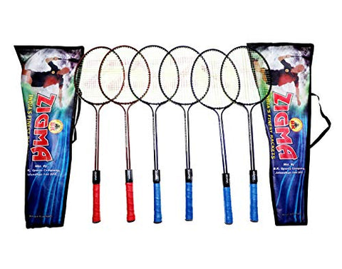 Image of Klapp Multicolour Set 6 Double Shaft Badminton Rackets, with 20 Shuttlecock (Without Net)