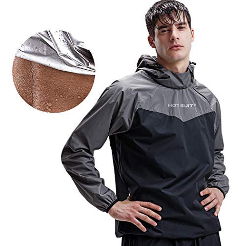 Image of HOTSUIT Sauna Suit Men Weight Loss Gym Exercise Sweat Suits Workout Jacket, Gray, XXL