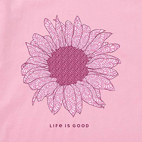 Image of Life is Good Womens Crusher Flower Graphic V-Neck T-Shirt, Happy Pink, XX-Large