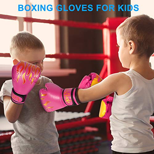 HOHJYA Kids Boxing Gloves, 4oz Boxing Gloves for Kids Boys Girls Junior Youth Toddlers, Training Gloves for Punching Bag, Kickboxing, Muay Thai, MMA, Sparring Age 3-15 Years