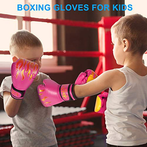 Image of HOHJYA Kids Boxing Gloves, 4oz Boxing Gloves for Kids Boys Girls Junior Youth Toddlers, Training Gloves for Punching Bag, Kickboxing, Muay Thai, MMA, Sparring Age 3-15 Years
