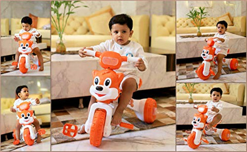 Image of Fun Ride Charlie Cat Foldable Tricycles with Music and Lights for Boys and Girls of 2-4 Years (Pink, Weight Upto 18 Kg)