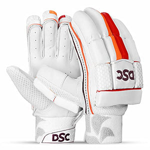 DSC Intense Shoc Leather Cricket Batting Gloves, Mens Right (White Turquoise)