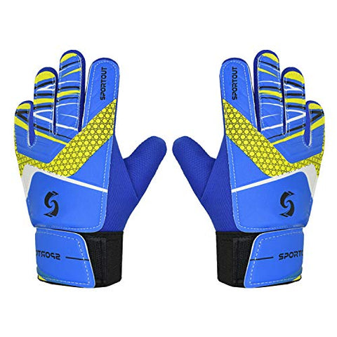 Image of Sportout Kids Goalkeeper Gloves, Soccer Gloves with Double Wrist Protection and Non-Slip Wear Resistant Latex Material to Give Splendid Protection to Prevent Injuries (Blue, 7)