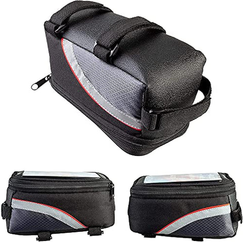 Xianco Polyester Bicycle Front Bag – Waterproof Cycle Mobile Holder Bag with PVC Touch Screen 6 inch Phone