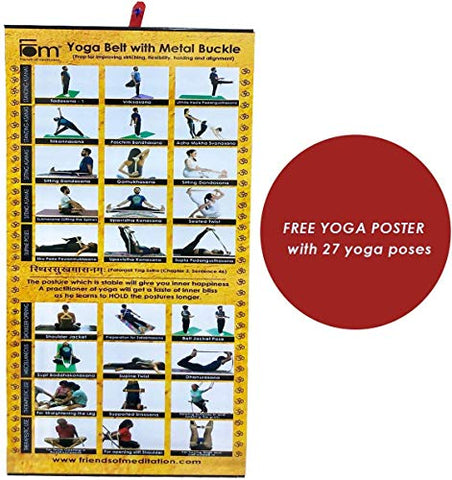 Image of FOM (Friends of Meditation) Yoga Belt- Best for Daily Stretching, Yoga, Pilates, Physical Therapy, Fitness (Black)