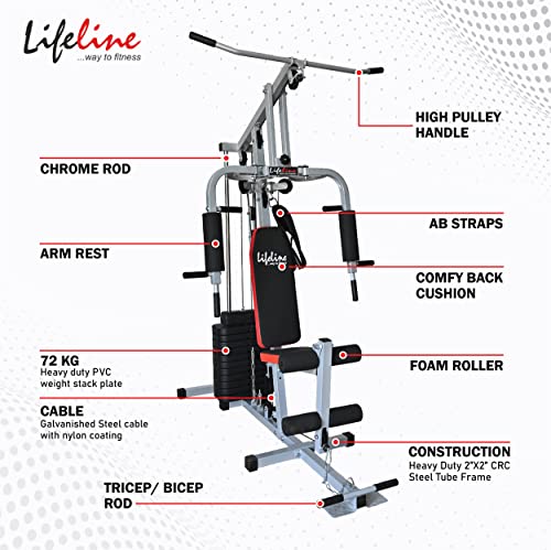 Lifeline Fitness HG-009 Home Gym Combo with LB 310 Adjustable Bench, Home Gym with 60Kg Weight Stack