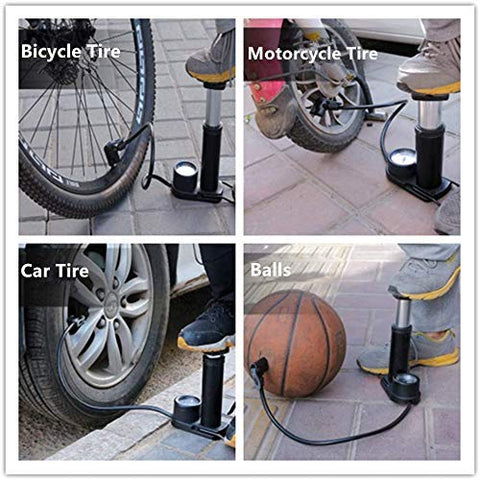 Image of Portable Mini Bike Pump/Cycle Pump with Pressure Gauge High Pressure Foot Activated Floor Bicycle Pump for Road Car Tire Pump by Bhajan