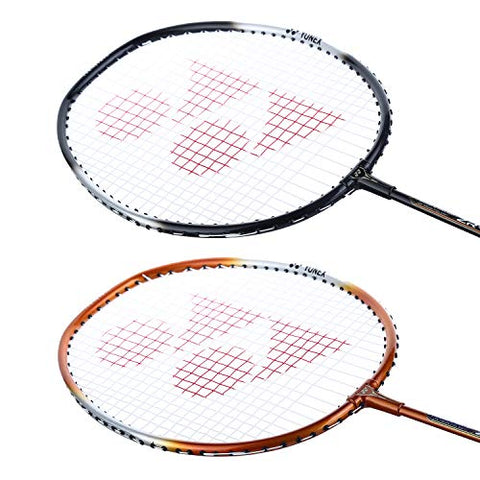 Image of Yonex ZR 100 Light Aluminium Blend Badminton Racquet with Full Cover, Set of 2 (Black/Orange)