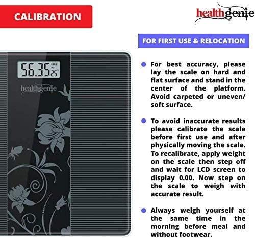 Healthgenie Thick Tempered Glass Lcd Display Digital Weighing Machine , Weight Machine For Human Body Digital Weighing Scale, Weight Scale, with 2 Year Warranty & Batteries Included (HD-93)
