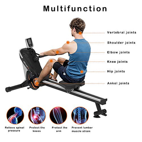 ATIVAFIT Health & Fitness Magnetic Rowing Machine with LCD Display (Black)