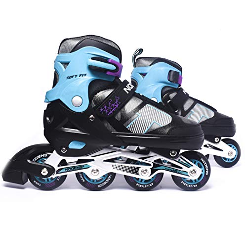 Nodens Adjustable Inline Skates Beginner Skates Fun Illuminating Roller Skates for All Boys and Girls (Medium)