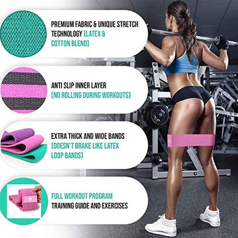 Image of ANTBADGE Anti-Slip Fabric Resistance Loop Bands for Women & Men Stretchable Exercise Band to Workout Booty Hips Glutes Thighs Legs ABS, squats & yoga at Home, Outdoors or Gym with portable Carry Bag