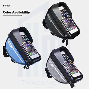 B-Soul Waterproof Cycle Frame Bag with Touch Screen Bicycle Pouch Mobile Holder for All Phones Under 6.8 Inches (Black)