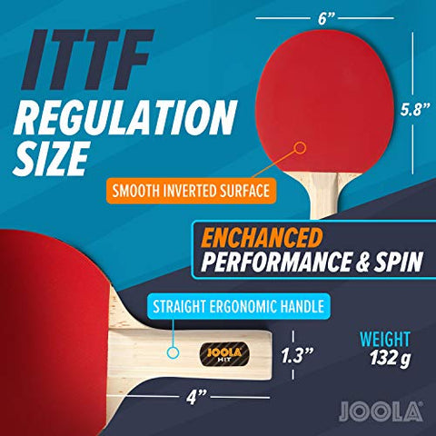 Image of JOOLA 4-Player Indoor Table Tennis Hit Set (Bundle Includes 4 Rackets/Paddles, 8 Balls, Carrying Case)